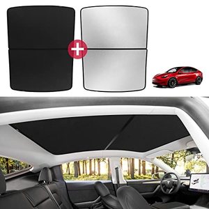 lot 7050 image: BASENOR 4PCS Tesla Model Y Glass Roof Sunshade Sunroof Heat Insulation Roof Window Sun Protection 2020 2021 2022 2023