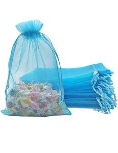 lot 7358 image: Jexila 100PCS Sheer Organza Bags 5X7 inches Turquoise with Drawstring Jewelry Pouches Mesh Gift Bags for Wedding Party Favor Candy Candle Bags (Turquoise)