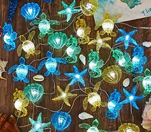 lot 7390 image: Ocean Themed String Lights Marine Life Night Lights Beach Dcor Sea Turtle Seahorse Starfish Clam Decorative Lights Battery Operated USB Plug in 30LED 10ft Christmas Tree Ornaments Holiday Bedroom