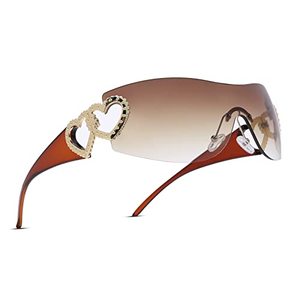 lot 7393 image: DeBuff Y2K Sunglasses for Women Men, Rimless Shield Wrap Around Sunglasses 2000S Trendy Oversized Fashion Frameless Glasses