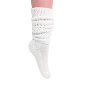 lot 7398 image: AWSAmerican Made Womens Extra Long Heavy Slouch Cotton Socks Size 9 to 11 (1 Pair - White)