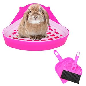 lot 7410 image: Kathson Bunny Litter Box Small Rabbit Potty Training Corner Pan Pet Litter Tray for Guinea Pig Ferret Hamster