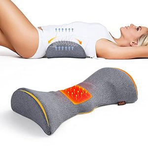 lot 7416 image: Cozyhealth Lumbar Support Pillow for Sleeping, Heated Lower Back Support Pillow with Graphene Heating for Lower Back Pain Relief, Memory Foam Back Waist Cushion for Bed and Chair (Dark Grey)