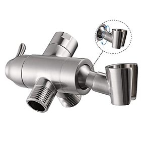 lot 7007 image: Shower Arm Diverter with Handshower Mount, G12 Brass Shower Diverter Valve Bathroom Universal Shower System Replacement for Handheld Shower and Fixed Shower Head(Brushed Nickle)