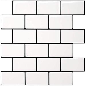 lot 7010 image: Art3d Peel and Stick Backsplash for Kitchen White Subway (10 Tiles, Thicker Design)
