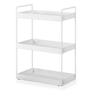 lot 7831 image: Aisung 3-Tier Bathroom Countertop Organizer Vanity Tray Cosmetic & Makeup Storage Kitchen Spice Rack Standing Shelf, White