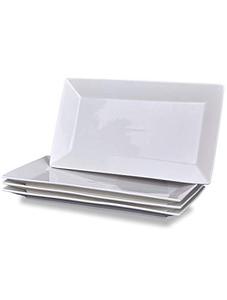 lot 7832 image: Klikel 4 Serving Platters - Classic White Plate - Serving Trays For Parties - Microwave And Dishwasher Safe - 6.5 X 14 Inch