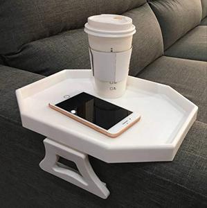 lot 8012 image: NHD Sofa Armrest Clip Tray Table, Couch Drink Snack Remote Control Holder (White)