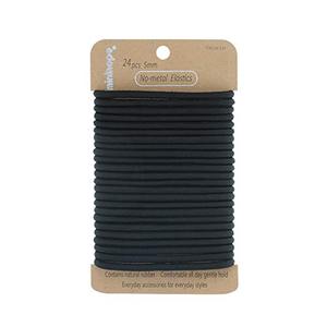 lot 8035 image: Minihope no-metal elastic hair ties, womens black thick large elastics, 5MM for thick hair 24 Count