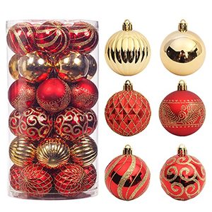 lot 8036 image: 30pcs Christmas Tree Balls, 2.36 Christmas Ornament Decorations Shatterproof Ornaments Gold and Red Color Painted Christmas Baubles Decorations for Party Wedding Christmas Decor