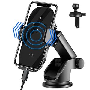 lot 8037 image: Wireless Car Charger, 10W Qi Fast Charging Auto-Clamping Car Phone Holder Mount, Dashboard Windshield Air Vent Cell Phone Holder, Long Arm Suction Cup Phone Holder for iPhone Samsung Huawei
