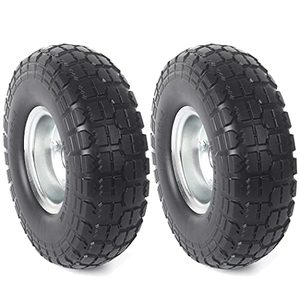 lot 8060 image: (2-Pack) AR-PRO 10-Inch Solid Rubber Tires and Wheels - Replacement 4.103.50-4� Tires and Wheels with 58� Axle Bore Hole, and Double Sealed Bearings - Perfect for Gorilla Carts