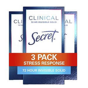 lot 8064 image: Secret Clinical Strength Antiperspirant and Deodorant Women Invisible Solid Stress Response, 1.6 Ounce (Pack of 3), Packaging May Vary