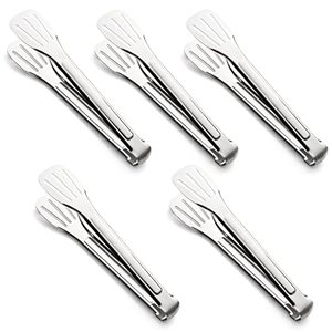 lot 8066 image: Tenta Kitchen 12 Inch One-Piece Stainless Steel Multipurpose Gripper Vegetable Fruit Bread Fried Steak Barbecue Tongs Clamp Turner Flipper (5 pack)