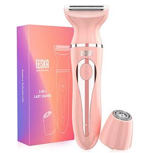 lot 8067 image: Electric Razor for Women, EESKA 2-in-1 Womens Shaver for Face Legs and Underarm, Portable Bikini Trimmer Ladies Shaver, IPX7 Waterproof Wet and Dry Hair Removal, Type C USB Recharge Pink