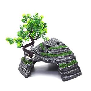 lot 8076 image: OMEM Reptile Box Shelter Terrarium Hideout Caves Turtle Ramp Basking Platform Habitat Decor Humidify Hide Cave Resin Rock