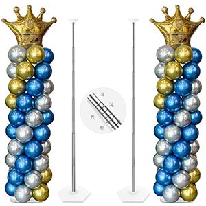 lot 8095 image: YALLOVE Balloon Column Stand Kit, Set of 2, 7 Feet Height Adjustable Balloon Tower Pillar with Reusable Metal Telescopic Design for Birthday, Wedding, Baby Shower, Graduation Party Decoration