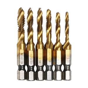 lot 8099 image: AUTOTOOLHOME 6 Pack Titanium Combination Drill Tap Bit Set Screw Tapping SAE 6-32NC 8-32NC 10-24NC 10-32NC 12-24NC 14-20NC