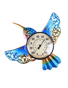 lot 8101 image: MUMTOP Indoor Outdoor Thermometer Hummingbird Waterproof Wall-Mounted Thermometer Exquisite Decoration Does not Require Any Battery