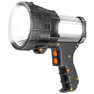 lot 8110 image: DANGEJA Rechargeable Spotlight Super Bright LED Flashlight Outdoor Handheld Spot Light High Lumen 9600mAh Long Lasting Large Torchlight Searchlight Floodlight Hiking Flashlight USB Output (Silver)