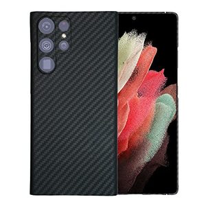 lot 8132 image: Aramid Fiber Case for Samsung Galaxy S22 Ultra 5G with Carbon Fiber Texture, Sisyphy Super Slim Protective Cover Skin, Soft Touch Sturdy Durable Case, Snap-on Back Cover Wireless Charging Friendly
