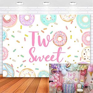 lot 8134 image: Avezano Two Sweet Donut Birthday Backdrop Sweet Donut Second Birthday Party Background 7x5ft Vinyl Sprinkles Donut Themed Birthday Party Decorations Backdrops for Girls