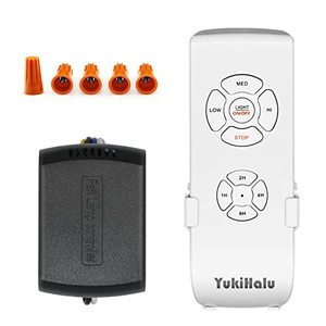 lot 8144 image: YukiHalu Ceiling Fan Remote Control Kit, Universal and Compact Size, Fan Speeds and Timings Control, Light onOff, Comply with UL1917