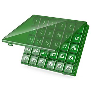 lot 8147 image: Monthly Pill Organizer Once a Day - 30 Day Pill Organizer Box - Easy to Open - Large Compartments Portable Case for Travel, Month Pill Cases Medicine Organizer for Vitamin (Bronze - Dark Green)