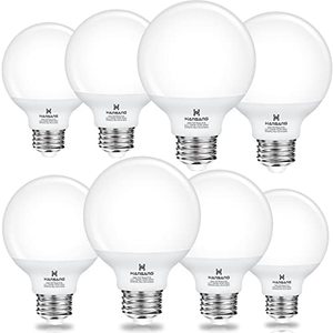lot 8152 image: hansang 8 Pack G25 LED Globe Light Bulbs 4000K Natural Daylight, E26 Base Bathroom Light Bulbs, 60W Incandescent Equivalent, Vanity Mirror Round Light Bulbs, 500LM, Non-Dimmable