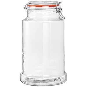 lot 8156 image: Qianfenie 1.2 Gallon Airtight Glass Jars with Hinged Lids, Wide Mouth Glass Storage Jars for Flour, Pasta, Cookies, Large Capacity, Sturdy and Heavy Duty, 1 Pack