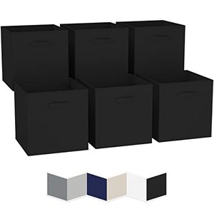 lot 8170 image: Cube Storage Baskets For Organizing - 13x13 Inch - Set of 6 Heavy-Duty Storage Cubes For Storage and Organization. Makes The Perfect Bins For Cubby Storage Boxes Or Cube Storage Organizer (Black)