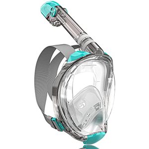 lot 8174 image: QingSong Full Face Snorkel Mask for Adults & Kids, Foldable Snorkeling Gear with Camera Mount, 180 Degree Panoramic View Snorkeling Set Anti-Fog Anti-Leak