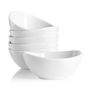 lot 8181 image: Sweese 10 oz Porcelain Bowls Set of 6 - for Ice Cream, Dessert, Soup, Small Side Dishes, Salad, Cereal, Rice - Microwave, Dishwasher and Oven Safe - White - 101.001