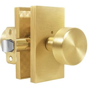 lot 8183 image: Felibat Privacy Gold Door Knob Interior,Satin Brass Door Knobs with Lock,Modern Rectangle Door Handles