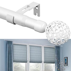 lot 8202 image: Curtain Rods for Windows 48 to 84 - 1 & 18 Heavy Duty Blackout Curtain Rods,Adjustable Decorative Drapery Rods for Farmhouse with Brackets - White