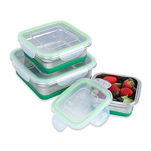 lot 8220 image: ANDMOON Stainless Steel Food Storage Containers with Lids Lunch Containers LeakProof Set of 3 (400ml,750ml,1200ml)-Friendly Stackable Bento Box - Lunch Box, Snack Boxes for People, Kitchen Storage