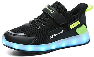lot 8230 image: AoSiFu Kids Light Up Shoes Girls Boys Sneakers Breathable Led Flashing Sneakers USB Charge Black27