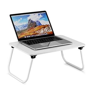 lot 8235 image: Folding Lap Desk, Ruxury Laptop Stand Bed Desk Table Tray, Breakfast Serving Tray, Portable & Lightweight Mini Table, Lap Tablet Desk for Sofa Couch Floor - White