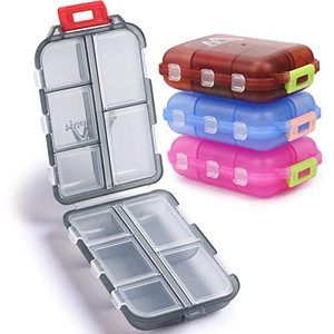 lot 8236 image: 4 Pack Pill Case Portable Small Weekly Travel Pill Organizer Portable Pocket Pill Box Dispenser for Purse Vitamin Fish Oil Compartments Container Medicine Box by M MUCHENGBAO
