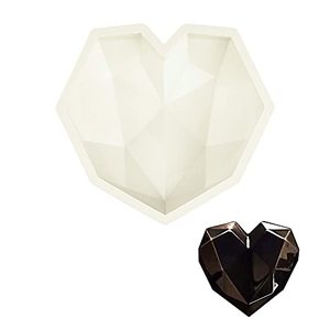 lot 8237 image: MOTZU Heart Chocolate Mold, 7.8 Big Breakable Diamond Heart Silicone Cake Mould, Love Shape Maker Baking Tool for Chocolate Mousse Dessert Candy, Good Gifts for Birthday, Valentines Day, Oven Safe