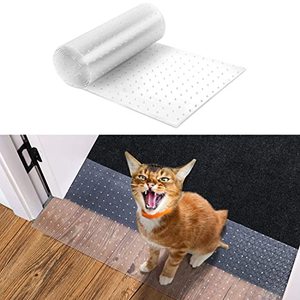 lot 8263 image: Carpet Protector for Pets, Cat Carpet Protector for Doorway, Cat Scratch Guard Carpet, 8.2FT Clear Heavy Duty Non-Slip Plastic Carpet Protector