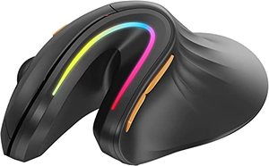 lot 8265 image: Ergonomic Mouse Wireless, ProtoArc EM11 Bluetooth Vertical Ergo Mouse, Rechargeable, 2.4G RGB Optical Vertical Mice with 3 Adjustable DPI, 3-Device Connection for PC, iPad, Mac, Windows-Black