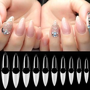 lot 8272 image: AORAEM Stiletto Nail Tips Acrylic False Nail Clear and Natural 1000Pcs Artificial Press on Fake Nails for Women with Bag (Short ClearNatural)