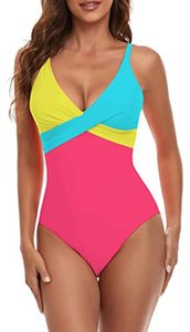 lot 8274 image: B2prity Womens One Piece Swimsuits Tummy Control Front Cross Bathing Suits Slimming Swimwear V Neck Monokini