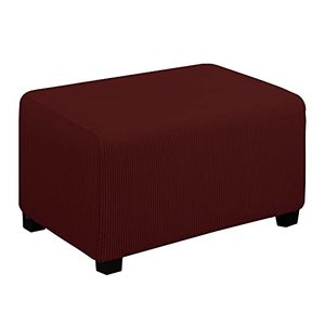 lot 8297 image: Easy-Going Stretch Ottoman Cover Folding Storage Stool Furniture Protector Soft Rectangle slipcover with Elastic Bottom(Ottoman Small,Wine)