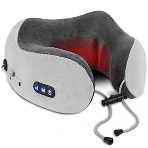 lot 8317 image: XSWQDLQ Travel Neck PillowElectric Neck Massager with Heating, Memory Foam Pillow for Neck Pain Relief, Neck Support Pillow for Airplane, Car, Office, Gift (Grey)