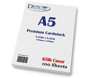 lot 8320 image: Premium A5 (8.3x 5.83) Cardstock - 65lb Cover (176 gsm) White (100 Sheets)
