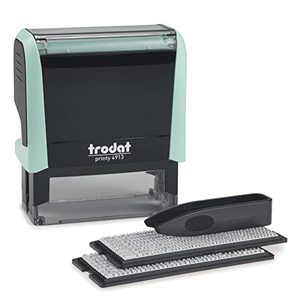 lot 8447 image: Trodat Printy 4913 Self Inking Pastel Green DIY Stamp Kit with Black Ink � 5 Lines, Impression Size 78� x 2-38� inch