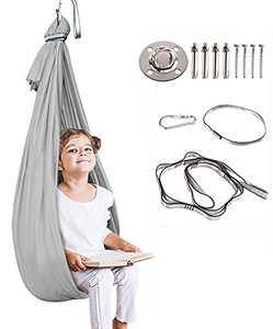 lot 8467 image: Aokitec Therapy Swing for Kids with Special Needs (Hardware Included) Sensory Swing Snuggle Swing Indoor Adjustable Aerial Yoga for Children with Autism, ADHD, Asperger, Sensory Integration (Gray)