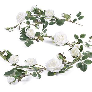 lot 8469 image: Veryhome Rose Vine Fake Flower Garland Artificial Hanging Rose Ivy Plants 6ft for Wedding Home Party Garden Arrangement Decor Pack of One (White)